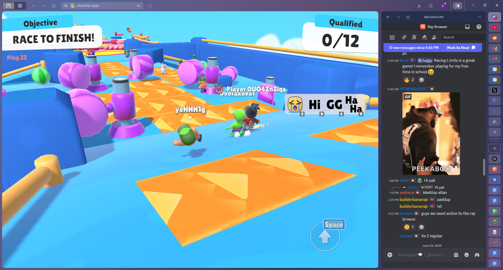 Ray Browser- split screen